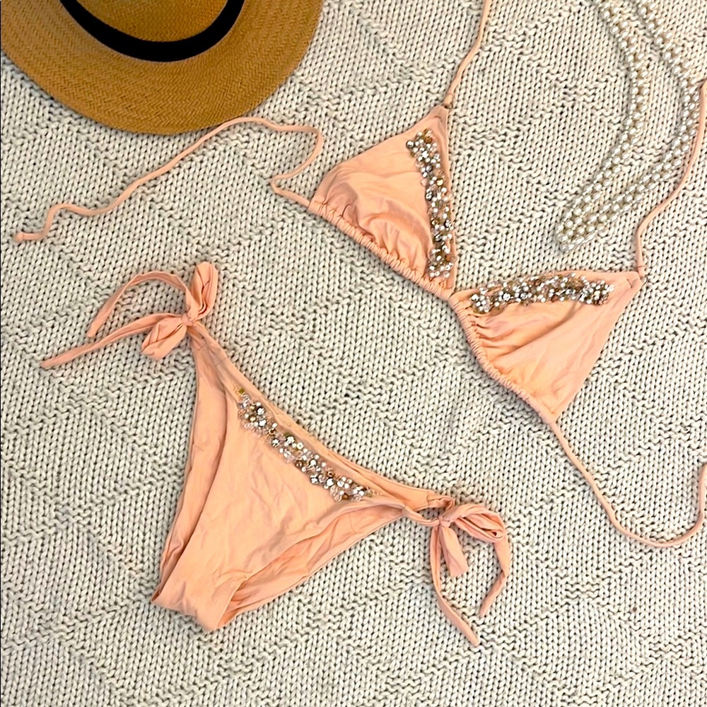 ZOE NYC | Women’s Pink Swim Top with Flattering Fit Bikini Bottoms Size. Medium